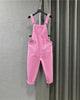 Salopette en denim rose taille ample femme