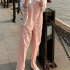 Salopette jean ample rose pastel à poches femme