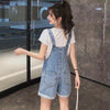 Salopette short en denim détails cousus femme