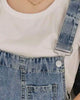 Salopette short en denim détails cousus femme